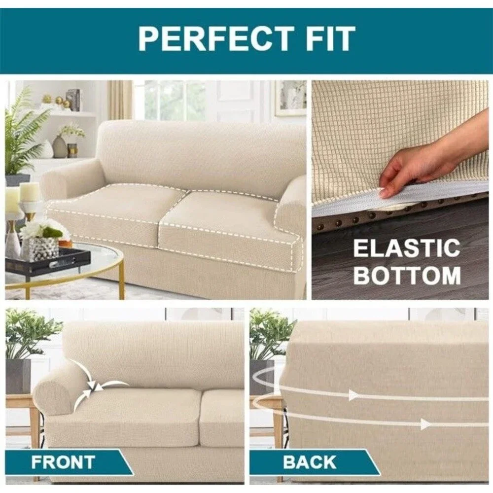Turquoize 3 Piece T Cushion Sofa Slipcovers Sofa Cover Biscotti Beige New